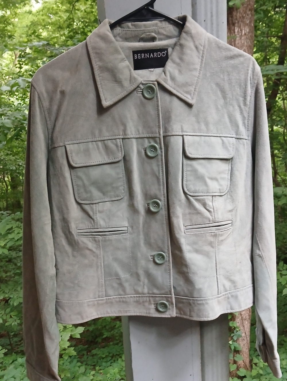 Bernardo Light Gray Utility Button-Front Jacket,sz M-L